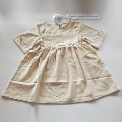 Rochie nouă pentru fete, bumbac, in, cu mânecă mijlocie, rochie plisată pentru copii, vară, ocazională, panglică, prințesă, WT124