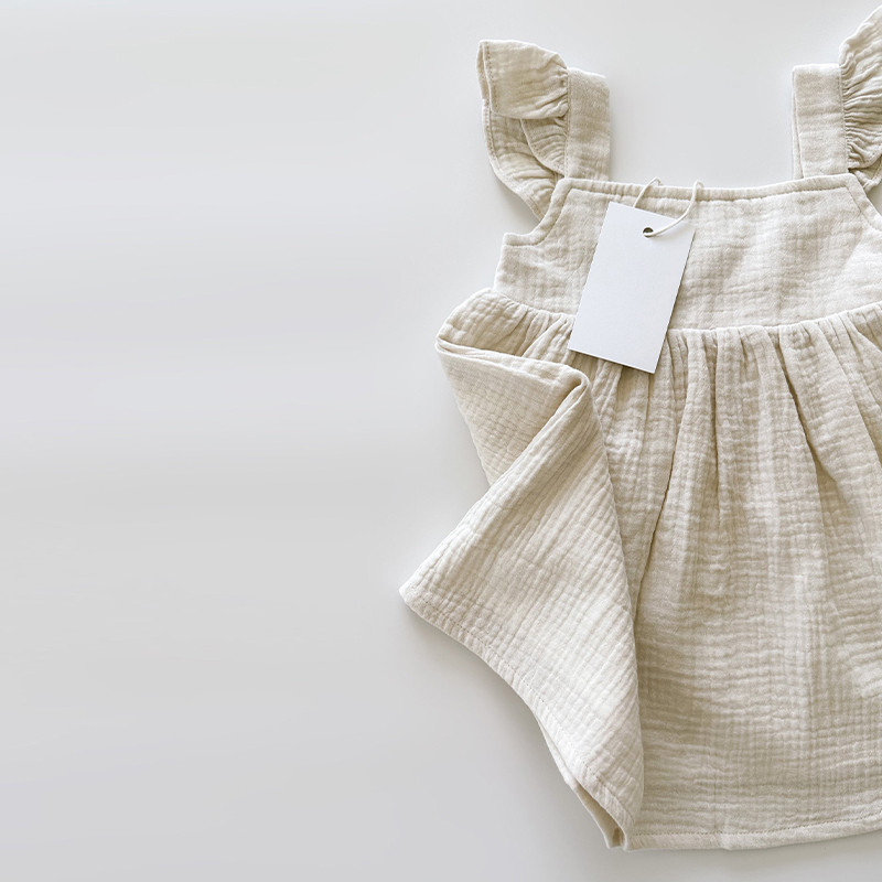 100% pamut muszlin lányok fehér ruha bélelt nyári új retro baba lány ujjatlan fodros pántok Flowy Princess ruhák TZ385