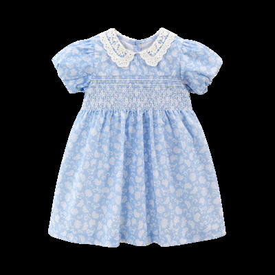 Little maven kleita ballītei bērnu apģērbi 2024. gada zīdaiņiem, zilām kleitām, multfilmām, ziediem, vasaras brīvdienām, kleitām, bērnu apģērbiem