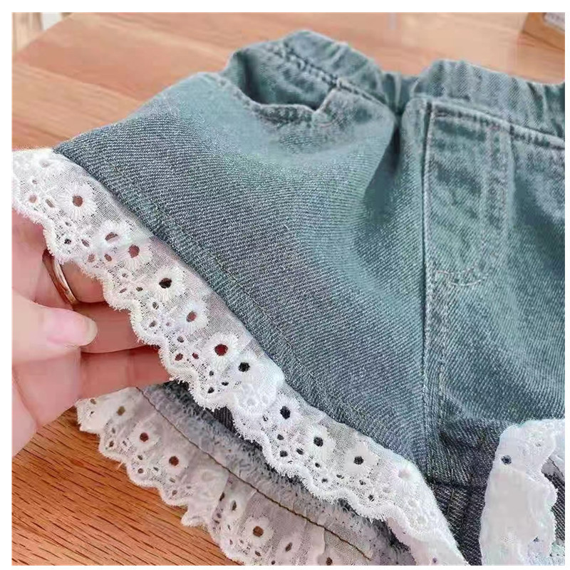 Korejski stil Dječje kratke hlače Čipkane patchwork traper hlače Mekane kratke hlače za djevojčice 2-7Y