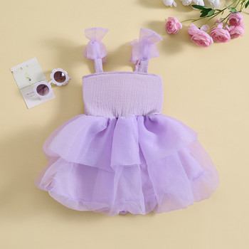 Παιδικό φόρεμα για κοριτσάκια με μπαλάκι Αμάνικο Φόρεμα φιόγκου με στρώσεις από τούλι σε γραμμή Α Καλοκαιρινό φόρεμα για πάρτι γενεθλίων με συνονθύλευμα