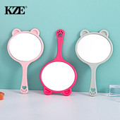 Karikatūra jauks spogulis ar rokturi Kawaii kaķu kosmētikas spogulis pārnēsājams rokas kosmētikas spogulis Guļamistabas meitenes studentu pārģērbšanās spoguļi