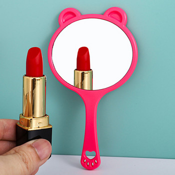 Карикатура Сладко огледало с дръжка Kawaii Cat Make Up Mirror Преносимо ръчно козметично огледало Спалня Момиче Студентка Огледала за тоалетка