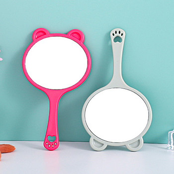 Карикатура Сладко огледало с дръжка Kawaii Cat Make Up Mirror Преносимо ръчно козметично огледало Спалня Момиче Студентка Огледала за тоалетка