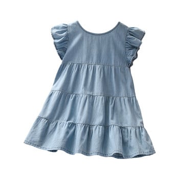 Little maven 2024, лятна рокля за момичета, деним, детски ежедневни дрехи, памук, мека и удобна за деца 2-7 години