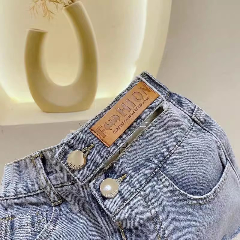 Mergaičių džinsiniai šortai Vasariniai ploni vaikiški suplėšyti išoriniai karšti kelnaitės Trijų ketvirčių minkštos kelnės vaikiški šortai