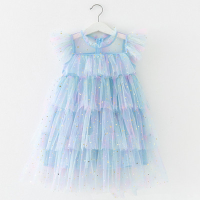 Nova ljetna haljina za djevojke 2023. Rođendanski kostim princeze sa duginim šljokicama za djecu Mrežasta odjeća za kupanje na plaži za bebe