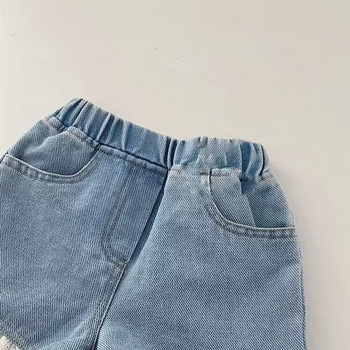 2024 Летни нови къси панталони за момичета Нови 3-12 годишни детски панталони Сладки и сладки дантелени дантелени дантелени дънкови къси панталони за момичета