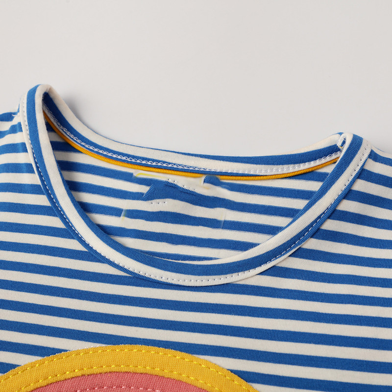 Little maven 2024. Ljetna ležerna haljina s crtanim duginim prugama za djevojčice Pamučna odjeća za djecu Dječja odjeća 2-7 godina