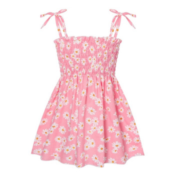 2024 Лятна рокля за момиченца на цветя Детска ежедневна рокля за малко дете Детски памучни дрехи Рокля за момичета Слинг без ръкави Плажен сарафан