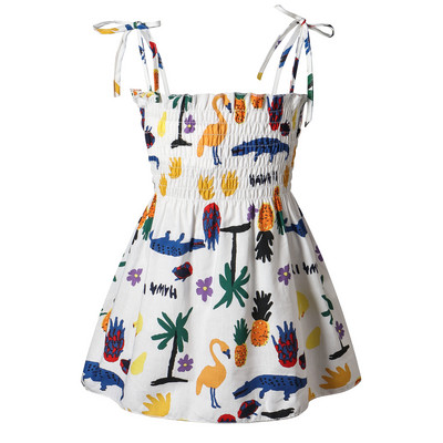 2024 rochie florală de vară pentru fetiță, ocazională pentru copii, pentru copii mici, haine din bumbac, rochie pentru fete, rochie de soare de plajă, fără mâneci