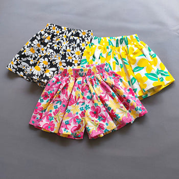 Καλοκαιρινό κορεάτικο φλοράλ στάμπα Σορτς Παντελόνι Παιδικό Σορτς Tutu Loose Leg Παντελόνι Κοριτσίστικες Πλισέ Culotte Παιδικά Ρούχα