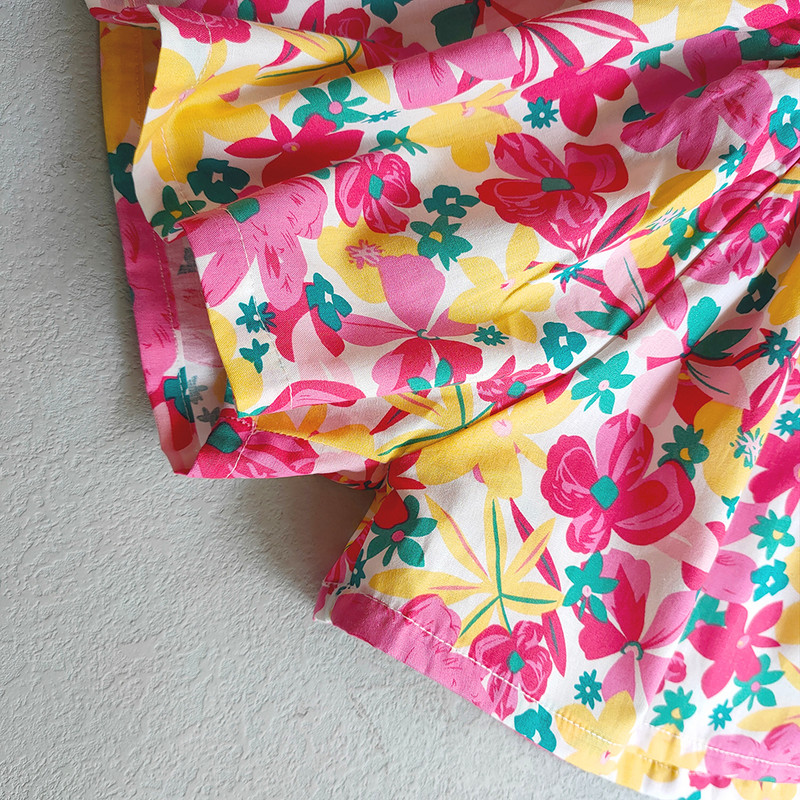 Vasaros korėjiečių mergaičių gėlėmis marginti šortai, sijonai, vaikiški, šortai, palaidi kelnės Mergaitėms, klostuoti, vaikiški drabužiai