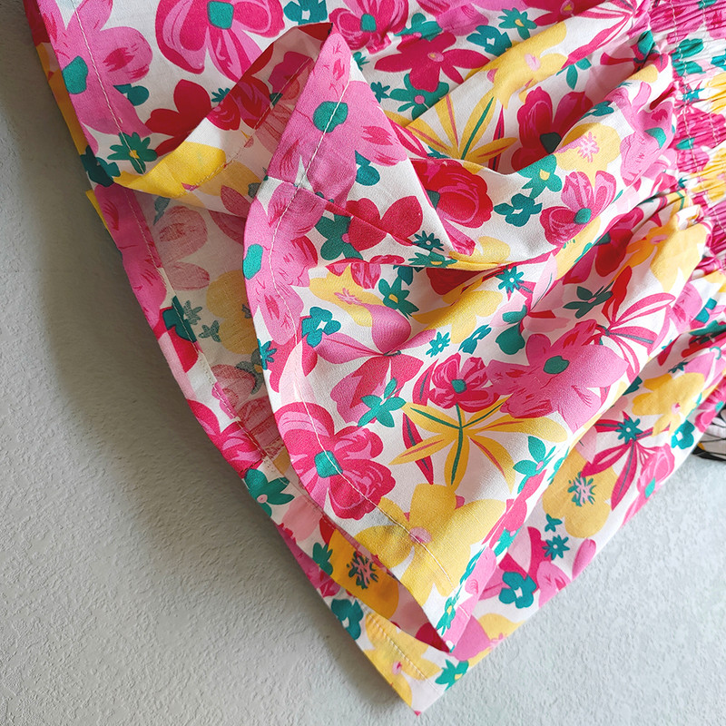 Vasaros korėjiečių mergaičių gėlėmis marginti šortai, sijonai, vaikiški, šortai, palaidi kelnės Mergaitėms, klostuoti, vaikiški drabužiai