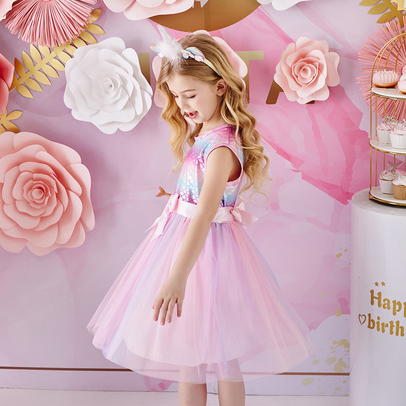 DXTON meiteņu nāriņu kleita bērniem vasaras princese bez piedurknēm ar banti, meiteņu dzimšanas dienas ballīte Eleganta kleita bērnu apģērbs