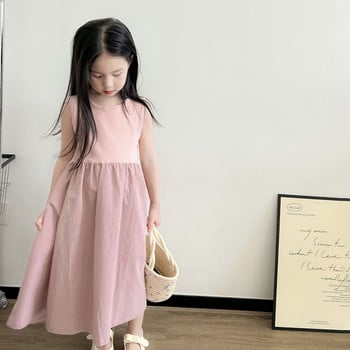 Καλοκαιρινό παιδικό κορίτσι αμάνικο αφράτο φόρεμα Γλυκό πριγκίπισσα συνονθύλευμα βολάν Κοριτσίστικο φόρεμα κορεατικού στυλ 3-8Τ