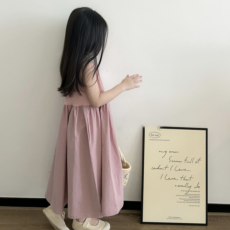 Nyári gyermek lány ujjatlan bolyhos ruha édes hercegnő patchwork fodros design lányoknak koreai stílusú ruha 3-8T