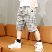 2022 m. nauji berniukų languoti šortai, laisvalaikio vasaros vaikiški madingi minkšti, kvėpuojantys penkių ketvirčių kelnės, aukštos kokybės vaikiški drabužiai