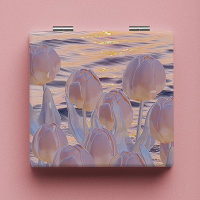 Ogledalo za šminkanje s uzorkom slatke pande, dvostrano mini sklopivo PU ogledalo, kozmetički alat, prijenosno četvrtasto ogledalo visoke razlučivosti