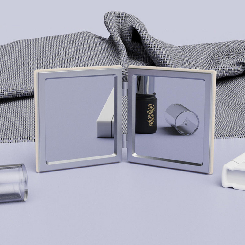 Ogledalo za šminkanje s uzorkom slatke pande, dvostrano mini sklopivo PU ogledalo, kozmetički alat, prijenosno četvrtasto ogledalo visoke razlučivosti