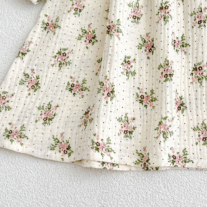 Pavasara rudens bērni Meiteņu zīdaiņu kleita ar garām piedurknēm, ar ziedu apdruku, princeses kleita ikdienišķa meiteņu kleita bērnu apģērba kleita