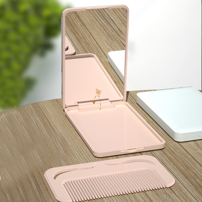 Mazs spoguļu ķemmes komplekts vienkrāsains modes pārnēsājams salokāms grima spogulis ar ķemmi meitenēm dāvanu aplauzuma rīki tualetes spogulis ceļojumi