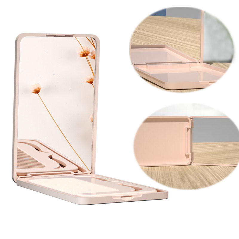 Mazs spoguļu ķemmes komplekts vienkrāsains modes pārnēsājams salokāms grima spogulis ar ķemmi meitenēm dāvanu aplauzuma rīki tualetes spogulis ceļojumi