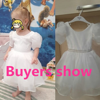 Κορίτσια Λευκή τούρτα Layers Φορέματα Παιδικά τραβηγμένα μανίκια Κομψό πάρτι Γάμος Γενέθλια Tutu Princess Vestidos Παιδικά καλοκαιρινά ρούχα