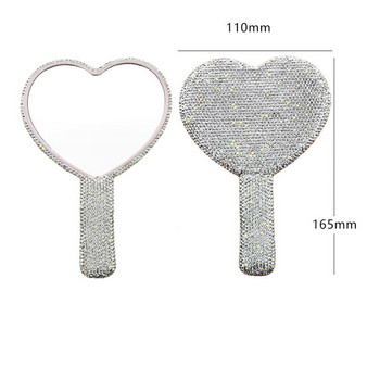 Удължаване на мигли Ръчно огледало за грим Stick Diamond Heart Косметично огледало за грим с дръжка Компактни огледала за грим с дръжка