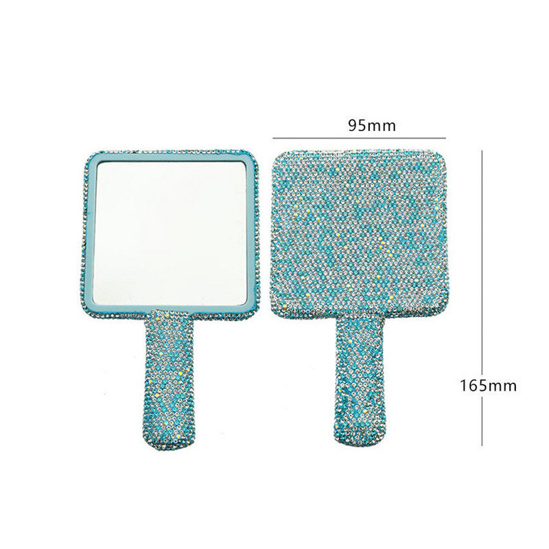 Skropstu pieaudzēšanas rokas grima spogulis dimanta sirds grima spogulis ar rokturi Kompakti grima spoguļi ar rokturi