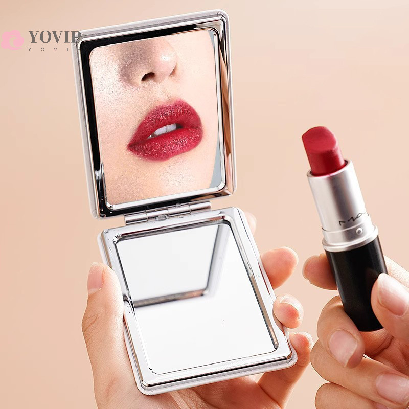 1 gab. Pārnēsājams divpusējs spogulis, modes sieviešu sieviešu kosmētikas spogulis, kosmētisks, saliekams, kompakts kabats ar aplauzuma rīku Jauka dāvana