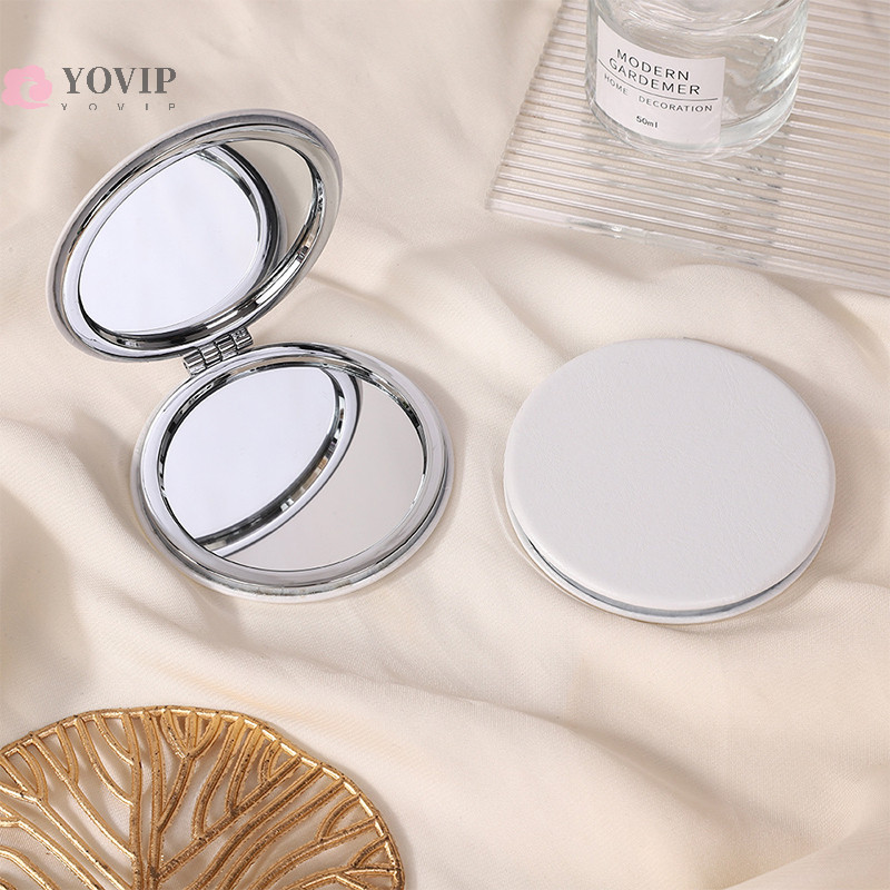 1 gab. Pārnēsājams divpusējs spogulis, modes sieviešu sieviešu kosmētikas spogulis, kosmētisks, saliekams, kompakts kabats ar aplauzuma rīku Jauka dāvana