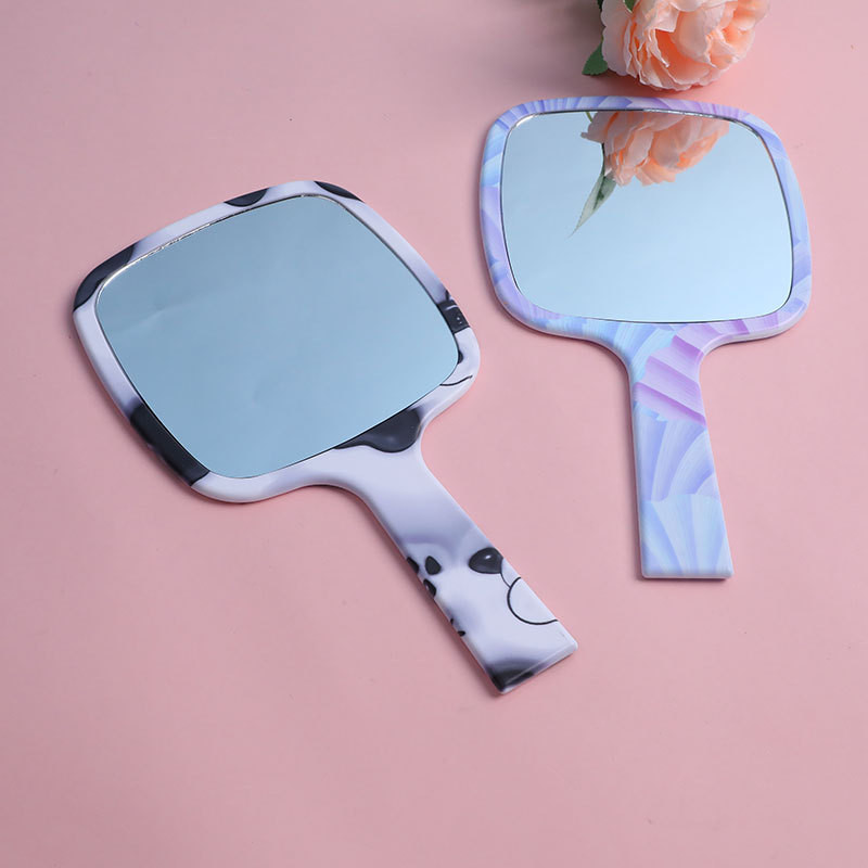 Liela izmēra rokas kosmētikas spogulis Sieviešu kvadrātveida spogulis aplauzums Kosmētiskie skaistumkopšanas rīki Rokas tualetes kosmētikas spogulis aplauzuma rīki