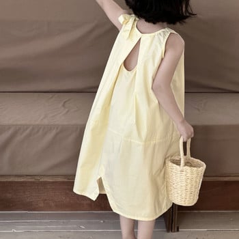 8951 Παιδικό φόρεμα 2024 Καλοκαίρι Νέα Hot Sale Κοριτσίστικο φόρεμα Κορεατικό αμάνικο γιλέκο φόρεμα