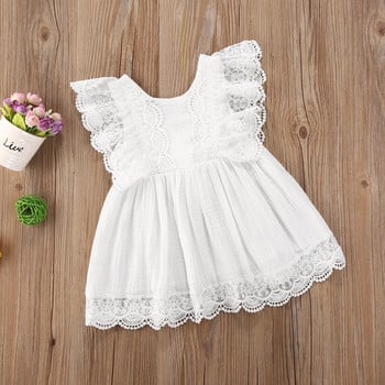 Ma&Baby 6M-5Y Παιδί Παιδί Παιδί Βρεφικά Κορίτσια Λευκό Φόρεμα Καλοκαιρινό βολάν Δαντέλα Φιόγκος Πριγκίπισσα Φορέματα Κοστούμια Ρούχα