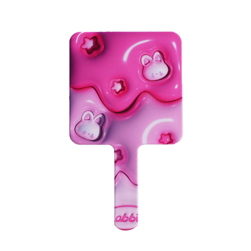 Rokas grima spogulis jauks multfilmas trusis kvadrātveida grima spogulis ar roktura spoguli Spa salona kompaktie spoguļi kosmētikas spogulis