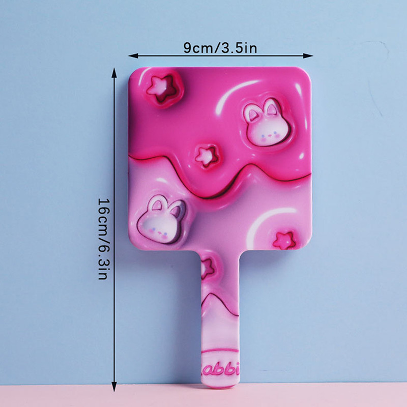 Rokas grima spogulis jauks multfilmas trusis kvadrātveida grima spogulis ar roktura spoguli Spa salona kompaktie spoguļi kosmētikas spogulis