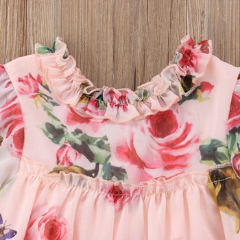 Χαριτωμένο μωρό φόρεμα λουλούδι φουσκωτά μανίκια πριγκίπισσα φόρεμα Παιδικό διαγωνισμό γαμήλιο φόρεμα από τούλι Sundress 1-5Y