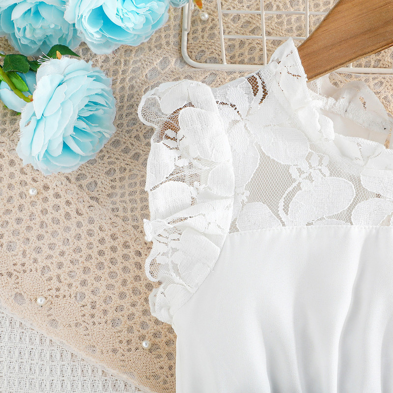 Ljeto 2024. Novi dolazak Zelena dizajnerska simpatična haljina princeze bez rukava za djevojčice s čipkastim pojasom 4-7T