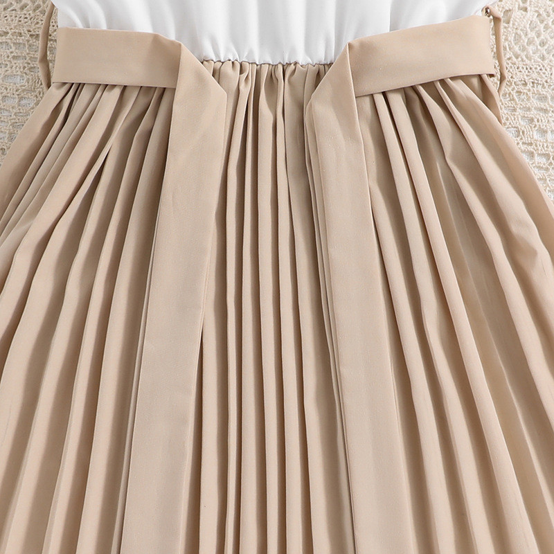 Ljeto 2024. Novi dolazak Djevojčice bez rukava s O izrezom i volanima Patchwork crvena dizajnerska slatka haljina za princeze za zabavu Custume 8-12T