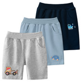 2024 Лято Нов анимационен модел на багер Момчета Къси панталони Детски дрехи Еластична талия Памучни плажни шорти Детски дрехи