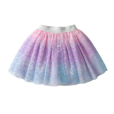 VIKITA Kids Mermaid Print Szoknya Lányok Színes Gradiens Princess Mini Szoknyák Lányok Party Beach Alkalmi szoknyák Gyermekjelmezek