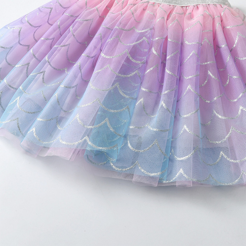 VIKITA Kids Mermaid Print Szoknya Lányok Színes Gradiens Princess Mini Szoknyák Lányok Party Beach Alkalmi szoknyák Gyermekjelmezek