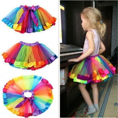 Κορίτσι Tutu Rainbow Φούστες Πριγκίπισσα Μίνι Pettiskirt Στολή πάρτι Μπαλέτο Χορός ΦούστεςTulle Κοριτσίστικα Ρούχα Παιδικά Ρούχα