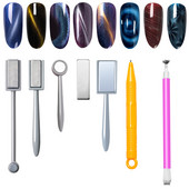 Instrumente cu magnet pentru ochi de pisică, un singur cap dublu, cu gel pentru ochi de pisică, stick cu linie curbată, bandă, modele 3D pentru decorarea unghiilor cu gel de poloneză
