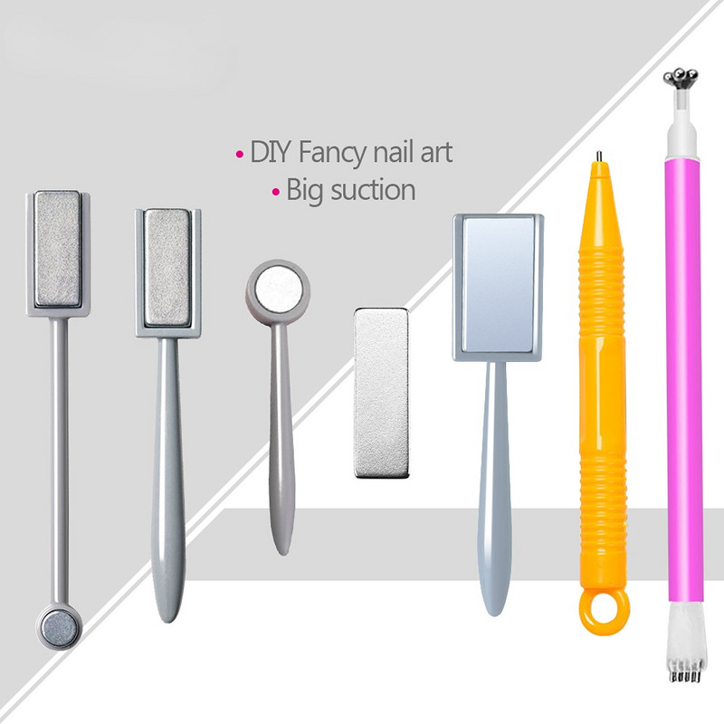 Instrumente cu magnet pentru ochi de pisică, un singur cap dublu, cu gel pentru ochi de pisică, stick cu linie curbată, bandă, modele 3D pentru decorarea unghiilor cu gel de poloneză