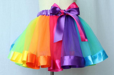 Shine Rainbow Tutu szoknya, réteges balettszoknyák, többszínű tüllruha poliészter kisgyermekeknek, lányoknak