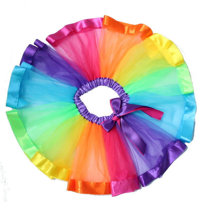 Shine Rainbow Tutu szoknya, réteges balettszoknyák, többszínű tüllruha poliészter kisgyermekeknek, lányoknak