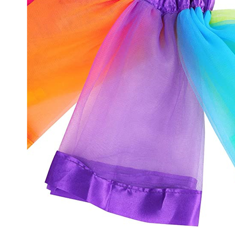 Shine Rainbow Tutu szoknya, réteges balettszoknyák, többszínű tüllruha poliészter kisgyermekeknek, lányoknak