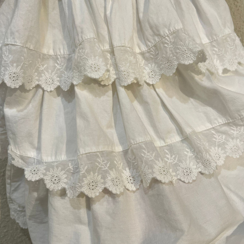 Meiteņu pusgari svārki Mežģīnes Princeses svārki Tīras kokvilnas bērnu apģērbi 2024. gada vasarai, jauns pavasaris, rudens, bērnu kūka, garie svārki